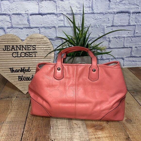 Coach 19681 Perforated Signature Leather Carryall Satchel Shoulder Bag - Picture 3 of 14